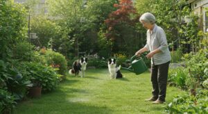 犬用消臭剤ニオワンちゃんをジョウロで撒く